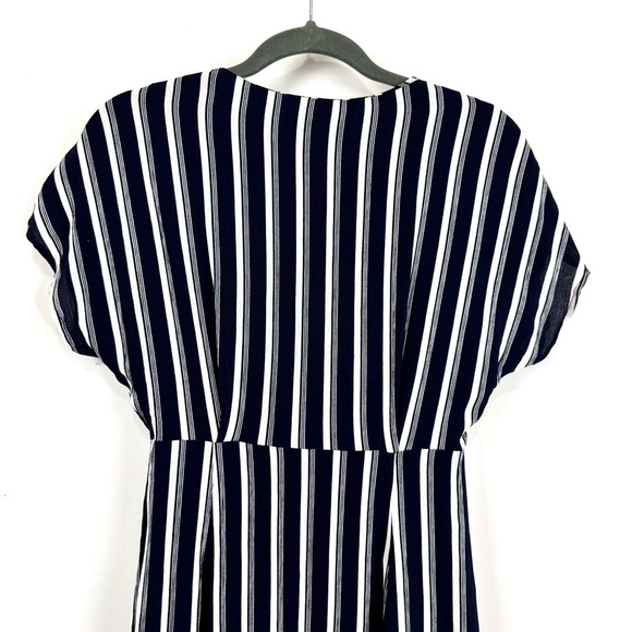 Bp Nordstrom Women’s XXS Button Front Prairie Mini Dress Navy Stripped Nautical - Picture 8 of 14